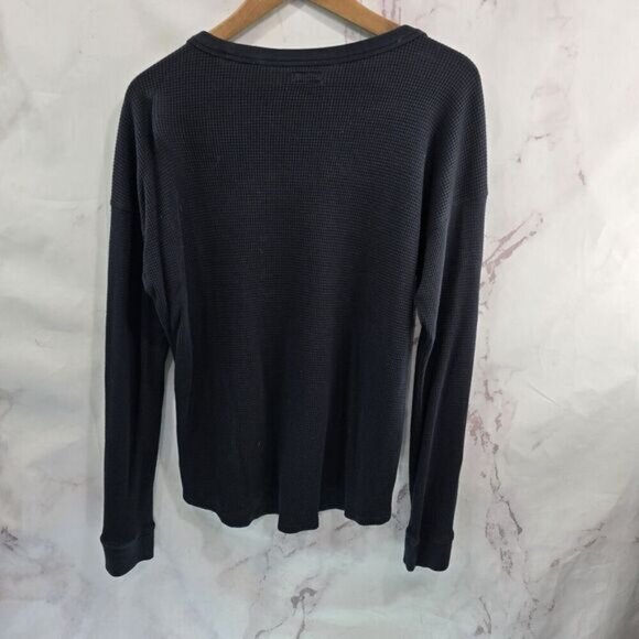 Faherty Shirt Womens Medium Black Thermal Waffle Long John Pima Cotton - Picture 5 of 10